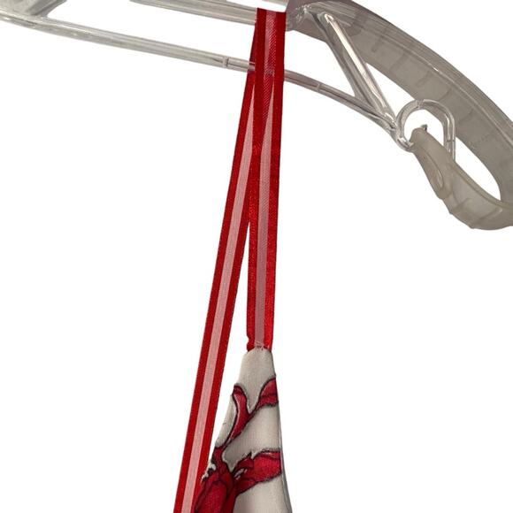 Mario Balthazar Silk Blend Sleeveless Sheath Dress Red White Floral Print 10 - Picture 2 of 7